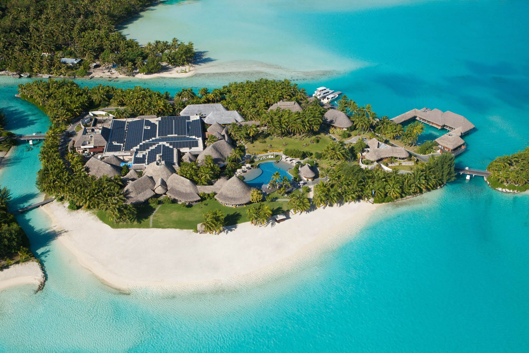 The St. Regis Bora Bora Resort – Bora Bora, French Polynesia – Resort Beach View Aerial