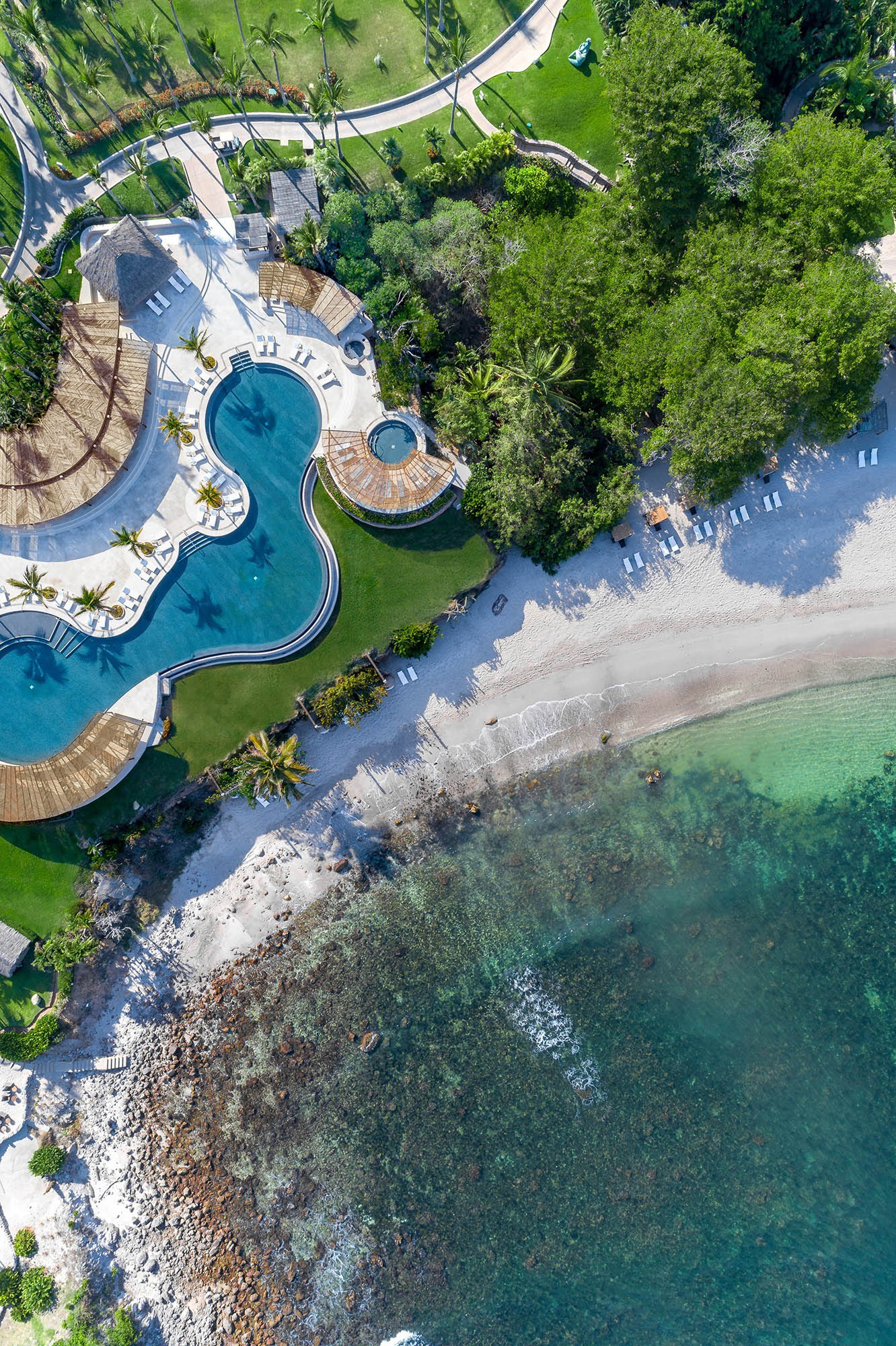 Four Seasons Resort Punta Mita – Nayarit, Mexico – Aerial Overhead Infinity Pool and Beach
