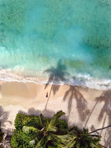 Six Senses Zil Pasyon Resort - Felicite Island, Seychelles - Grand Anse Beach Overhead Aerial