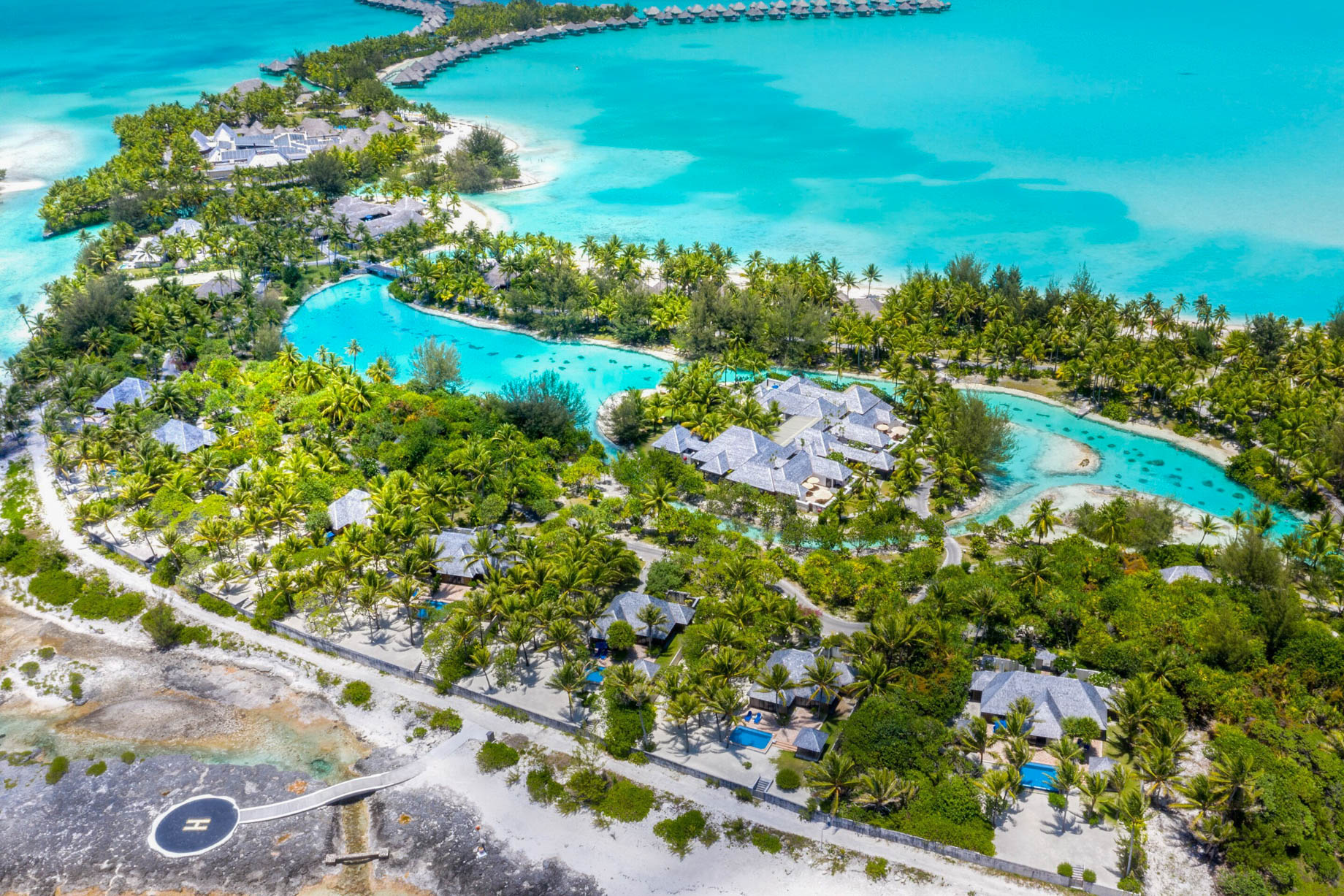 The St. Regis Bora Bora Resort - Bora Bora, French Polynesia - Resort Lagoon Aerial View