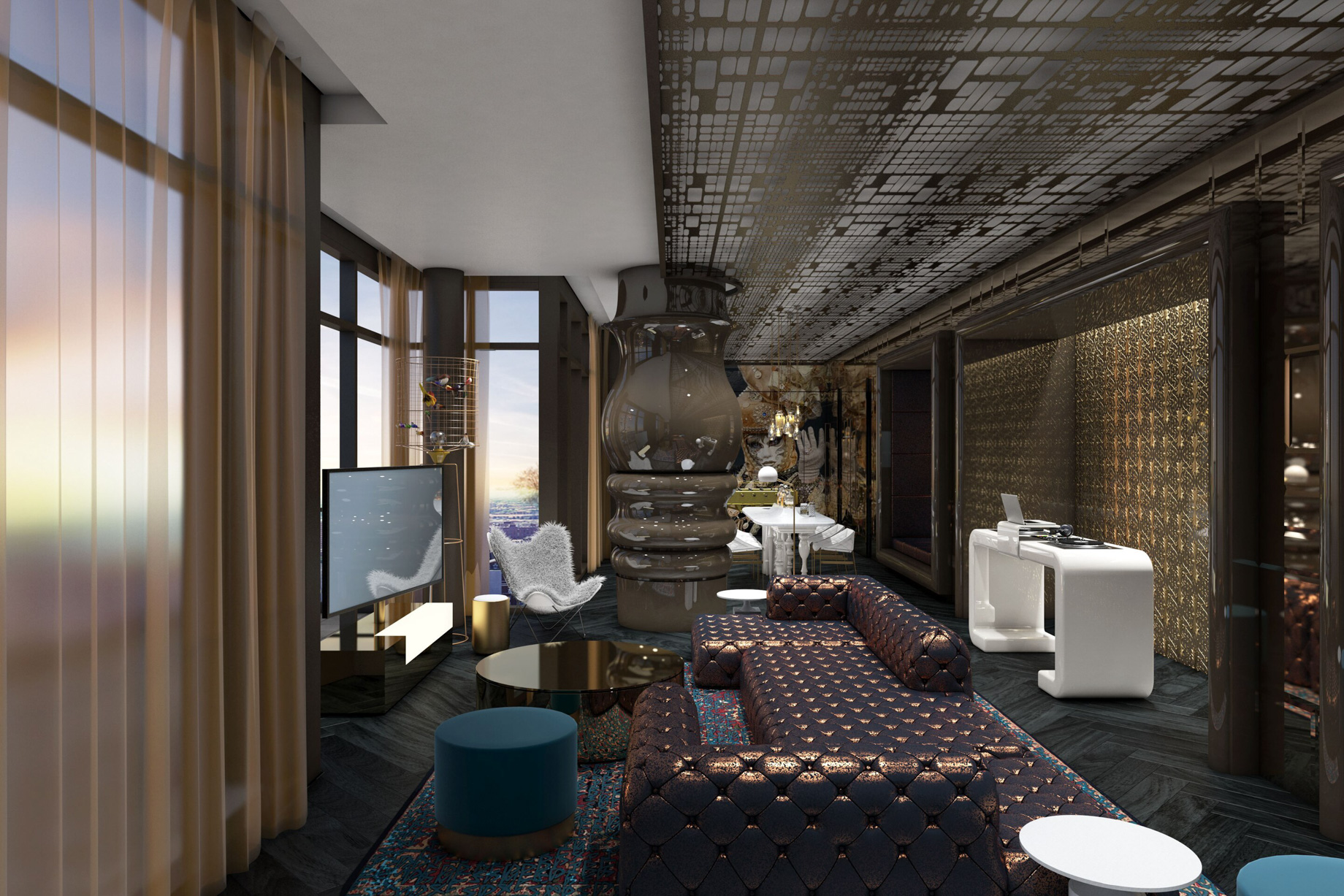 W Philadelphia Hotel – Philadelphia, PA, USA – E WOW Suite Seating