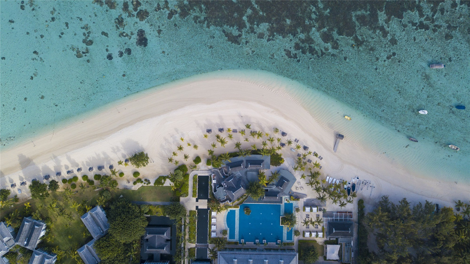 JW Marriott Mauritius Resort – Mauritius – Resort Beach Aerial Overhead View