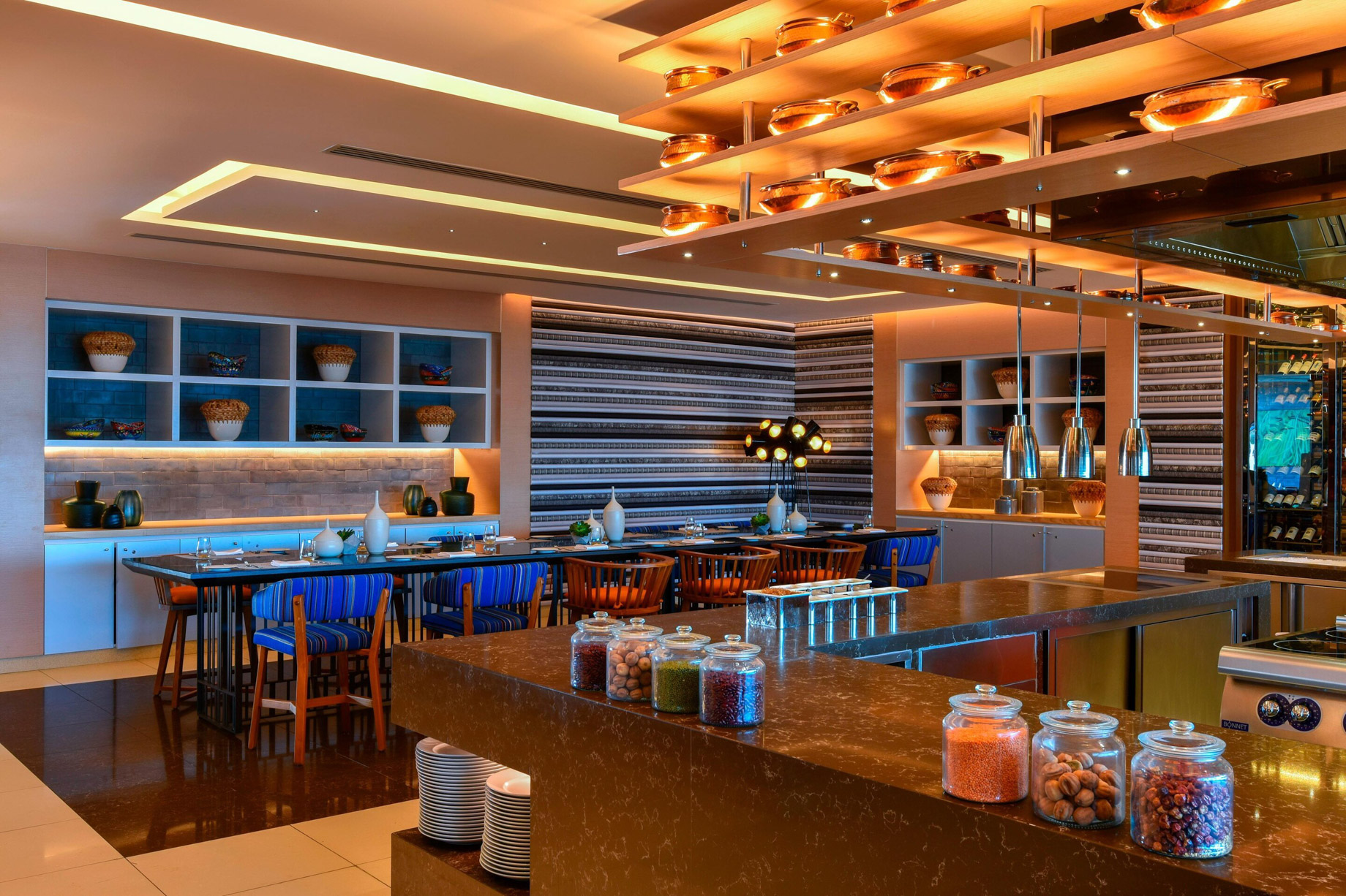 W Amman Hotel Amman, Jordan Mesh Restaurant Dining Room Table TRAVOH