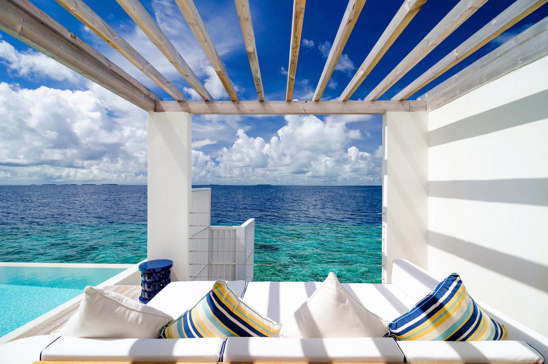 Amilla Fushi Resort and Residences – Baa Atoll, Maldives – Reef Water Villa Pool Deck Lounge