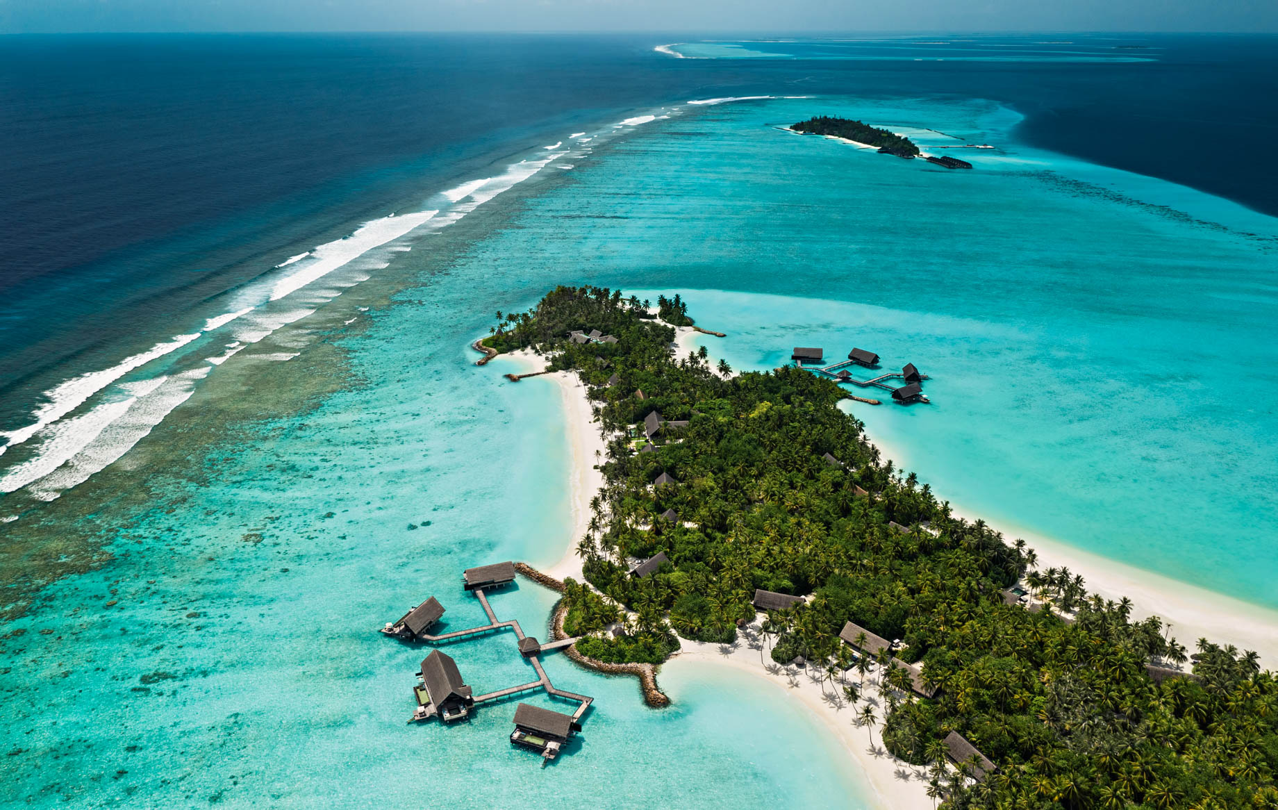 One&Only Reethi Rah Resort – North Male Atoll, Maldives – Grand Water Villa Aerial