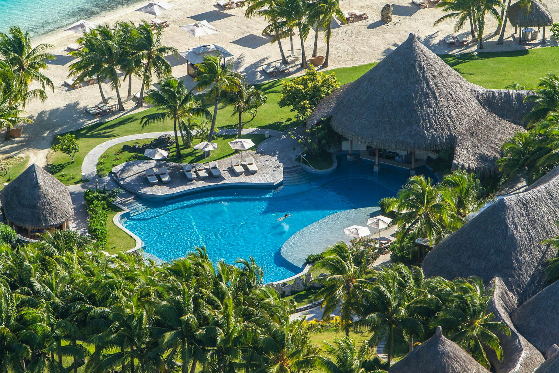 The St. Regis Bora Bora Resort – Bora Bora, French Polynesia – Main Pool Aerial View