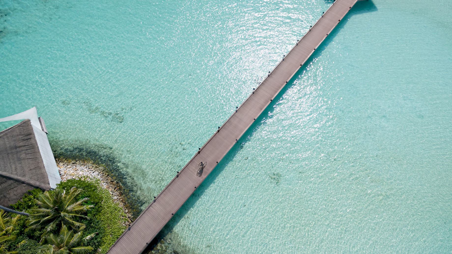 Cheval Blanc Randheli Resort – Noonu Atoll, Maldives – Private Island Resort Overwater Boardwalk Aerial