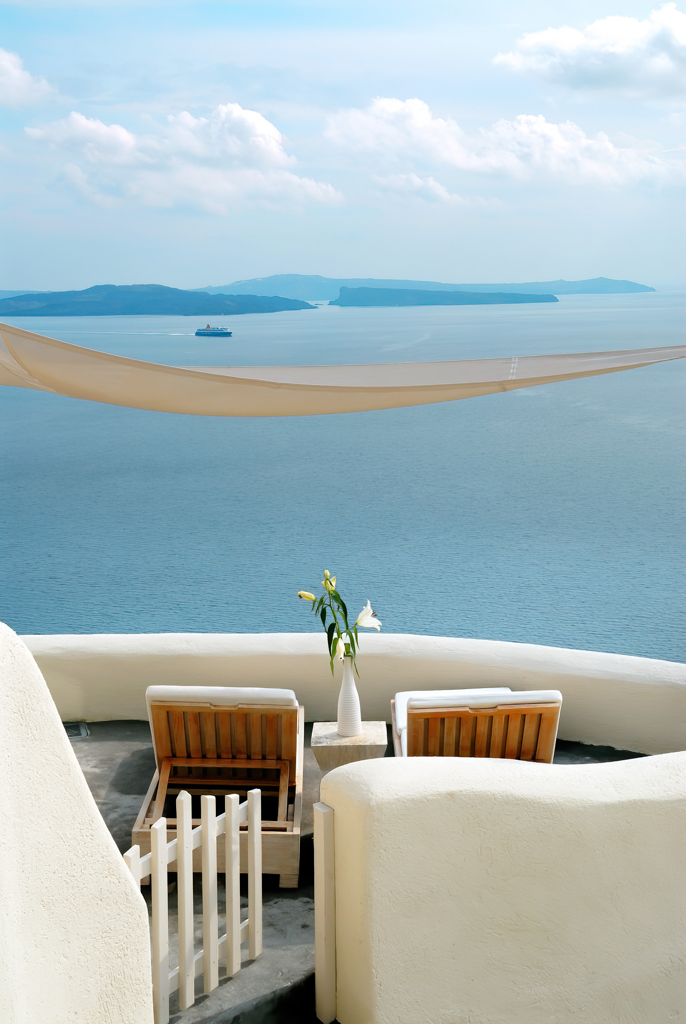 Mystique Hotel Santorini – Oia, Santorini Island, Greece – Clifftop Balcony View