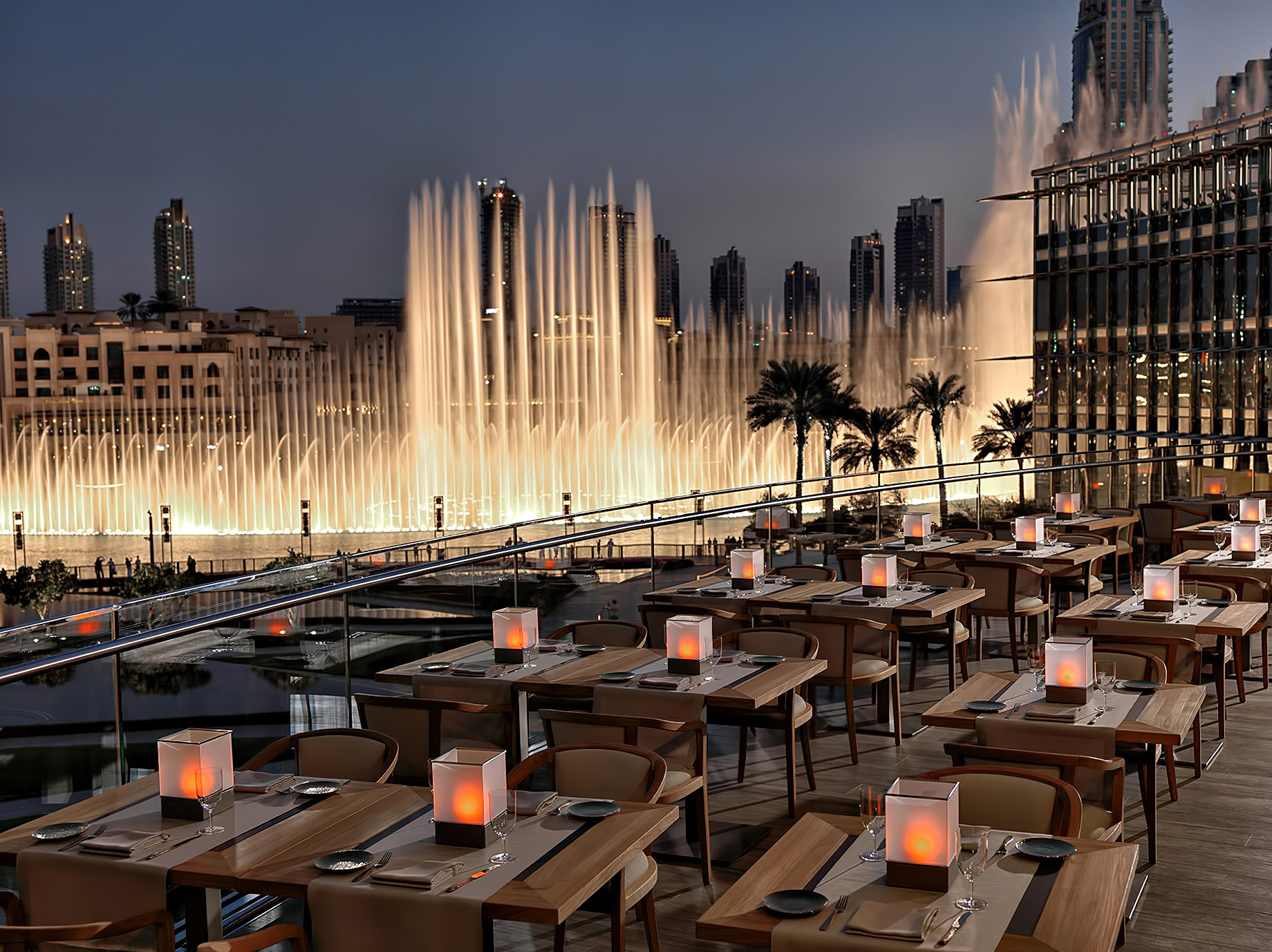 Armani Hotel Dubai – Burj Khalifa, Dubai, UAE – Fountain View Dining Patio