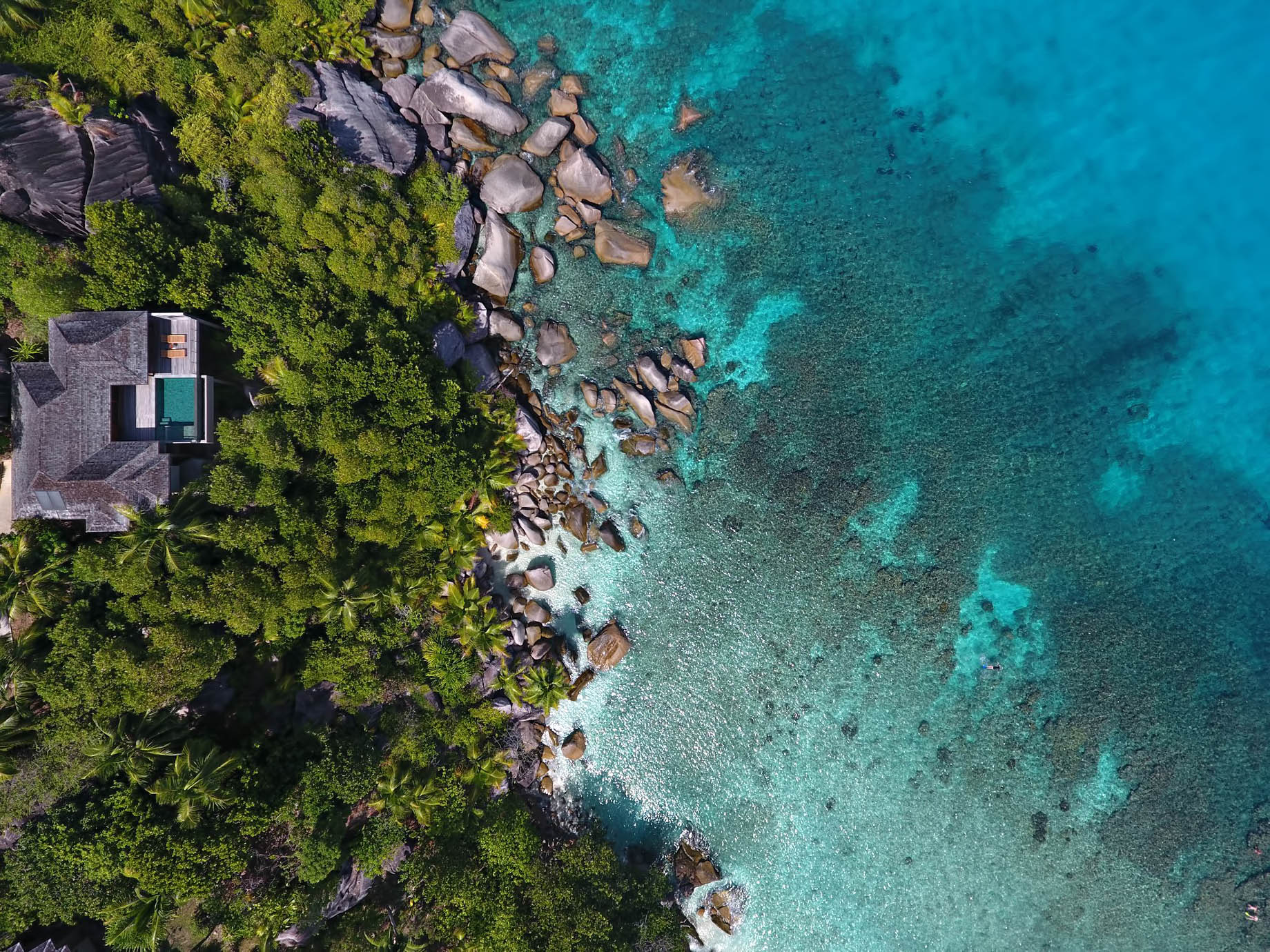 Six Senses Zil Pasyon Resort – Felicite Island, Seychelles – Private Island Villa Overhead View