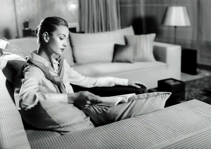 017 - Armani Hotel Milano - Milan, Italy - Hotel Guest Reading a Book