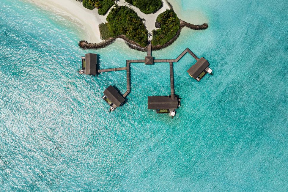 One&Only Reethi Rah Resort - North Male Atoll, Maldives - Grand Water Villa Overhead Aerial