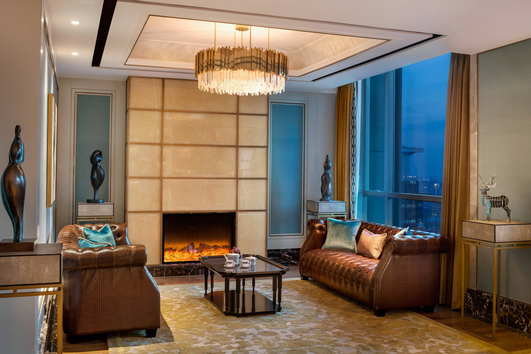 The St. Regis Shanghai Jingan Hotel - Shanghai, China - The Club Fireplace