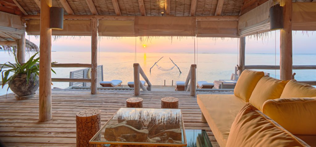 Gili Lankanfushi Resort - North Male Atoll, Maldives - The Private Reserve Master Suite Living Room Sunrise