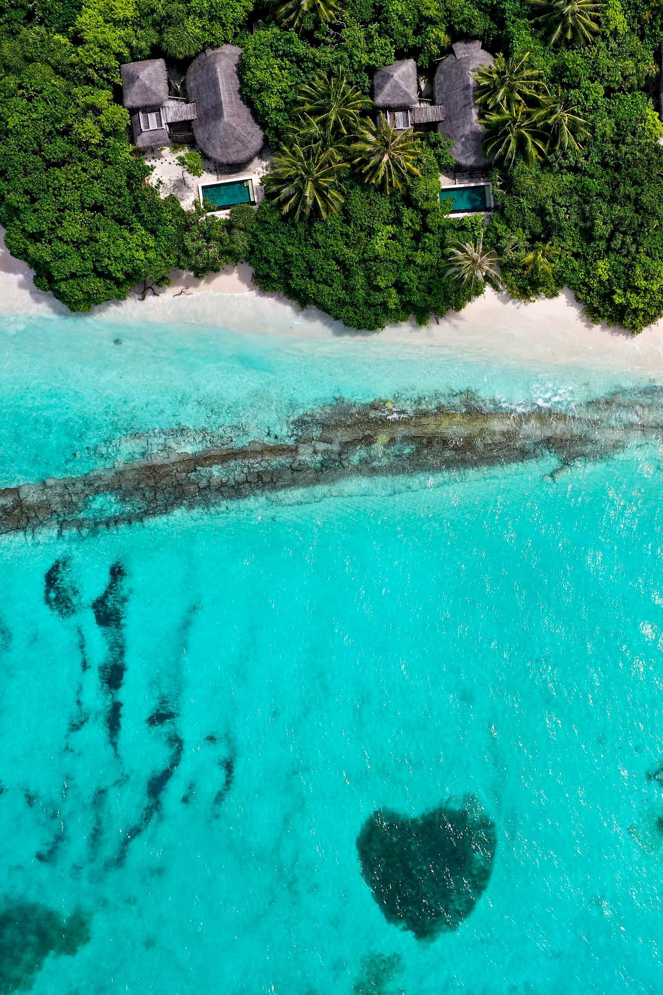 Six Senses Laamu Resort – Laamu Atoll, Maldives – Oceanfront Beach Villa Aerial