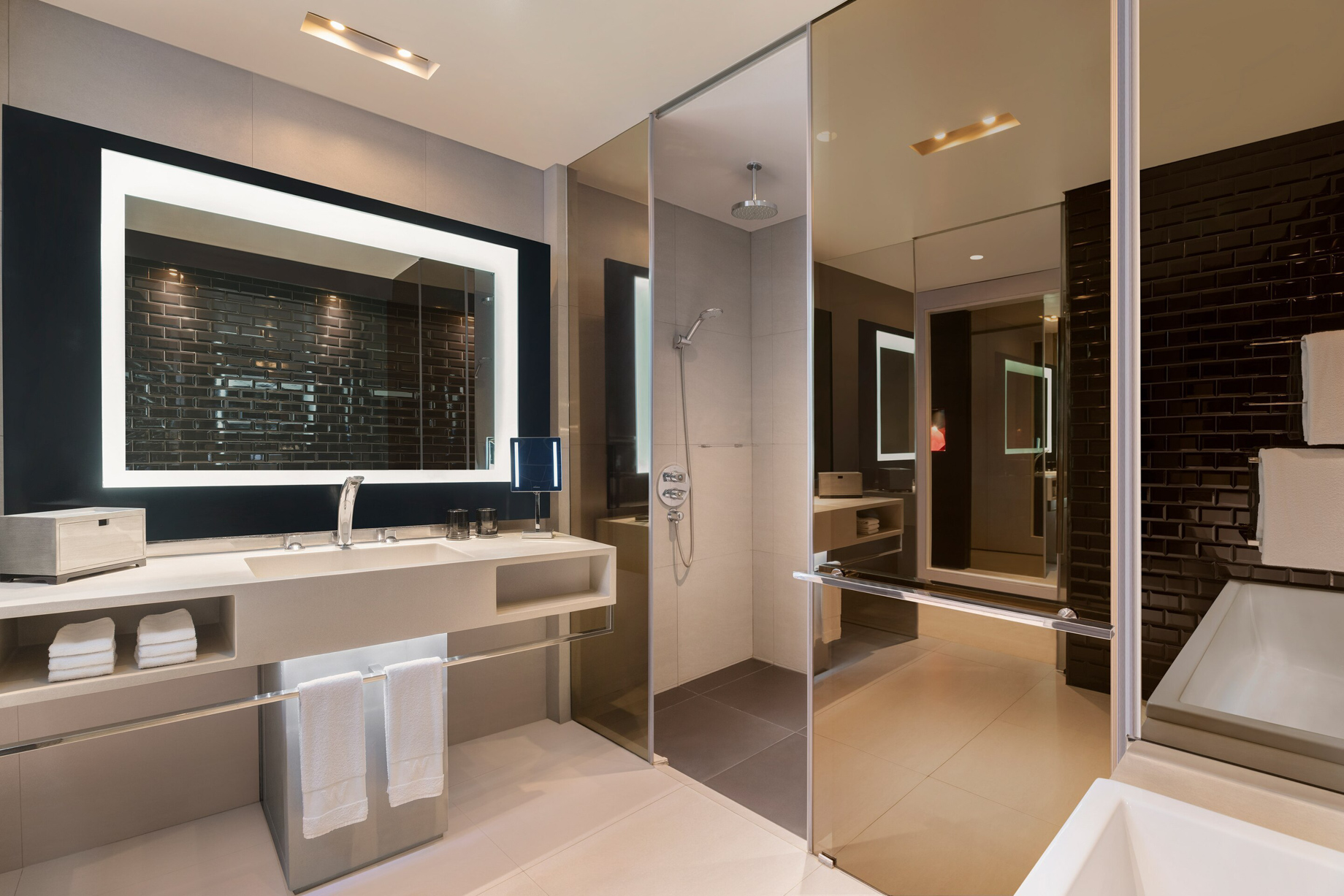 W Bangkok Hotel – Bangkok, Thailand – Cool Corner Bathroom Tub Shower
