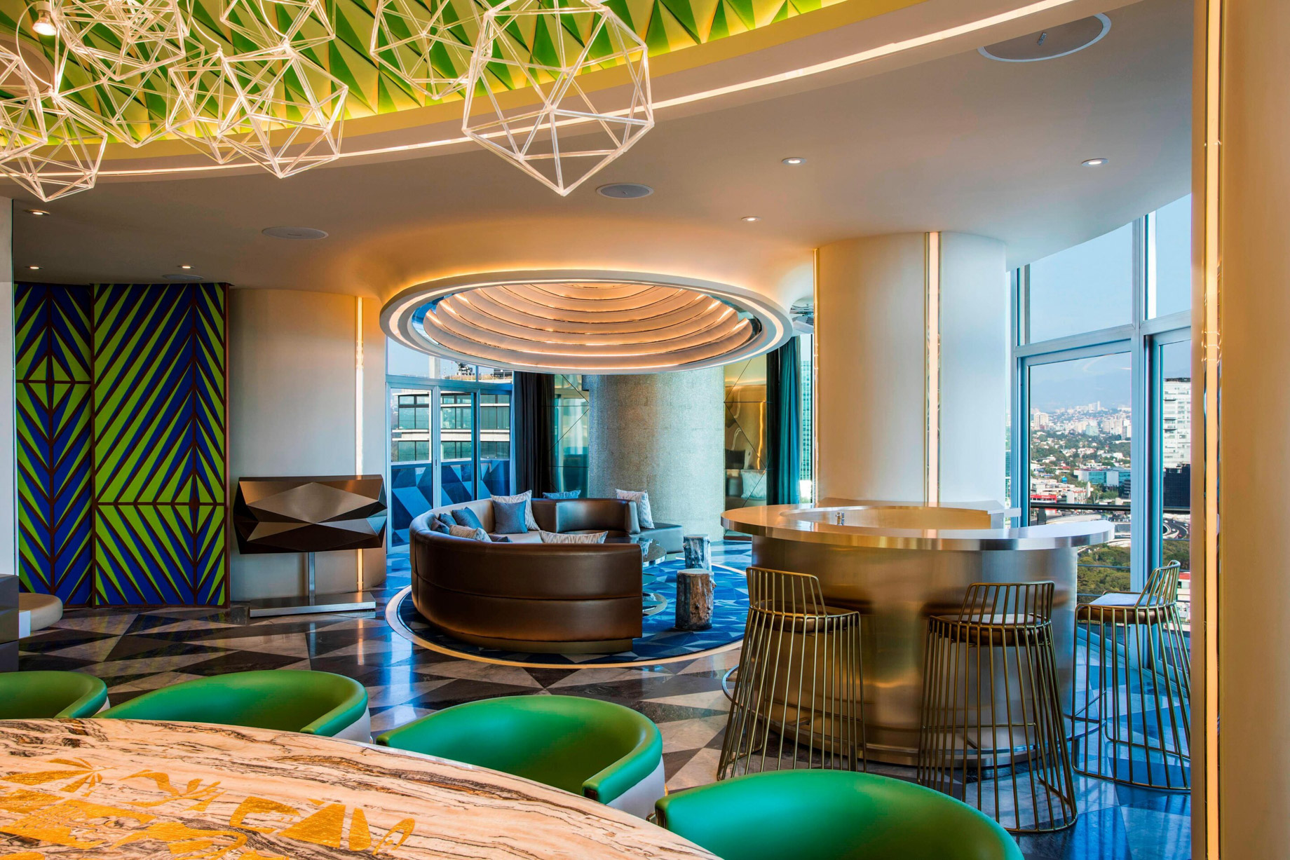 W Mexico City Hotel – Polanco, Mexico City, Mexico – E WOW Suite Living Room and Bar Style