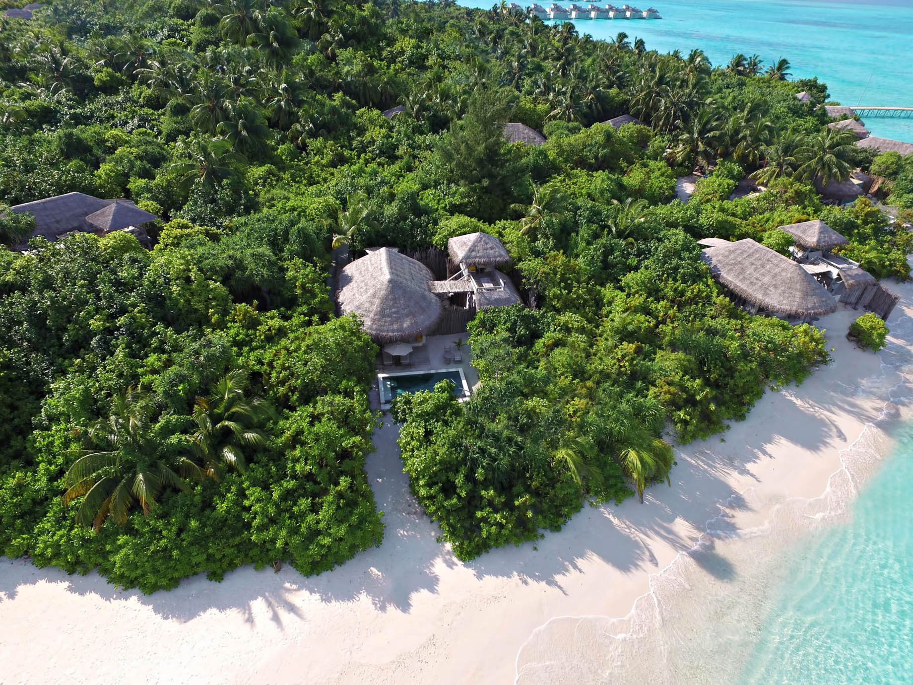 Six Senses Laamu Resort - Laamu Atoll, Maldives - Oceanfront Beach Villa Aerial