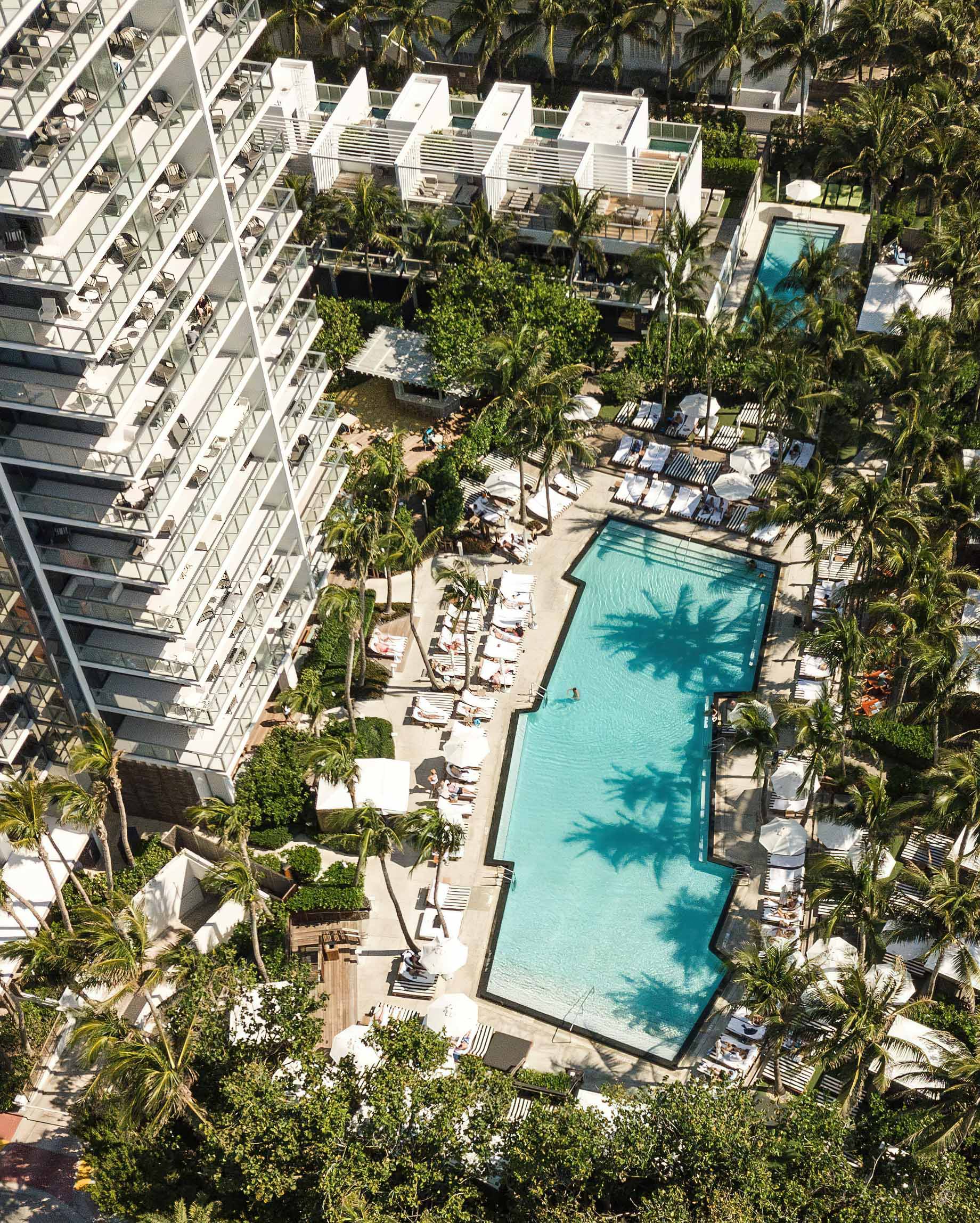 W South Beach Hotel – Miami Beach, FL, USA – Pool Overhead Aerial View