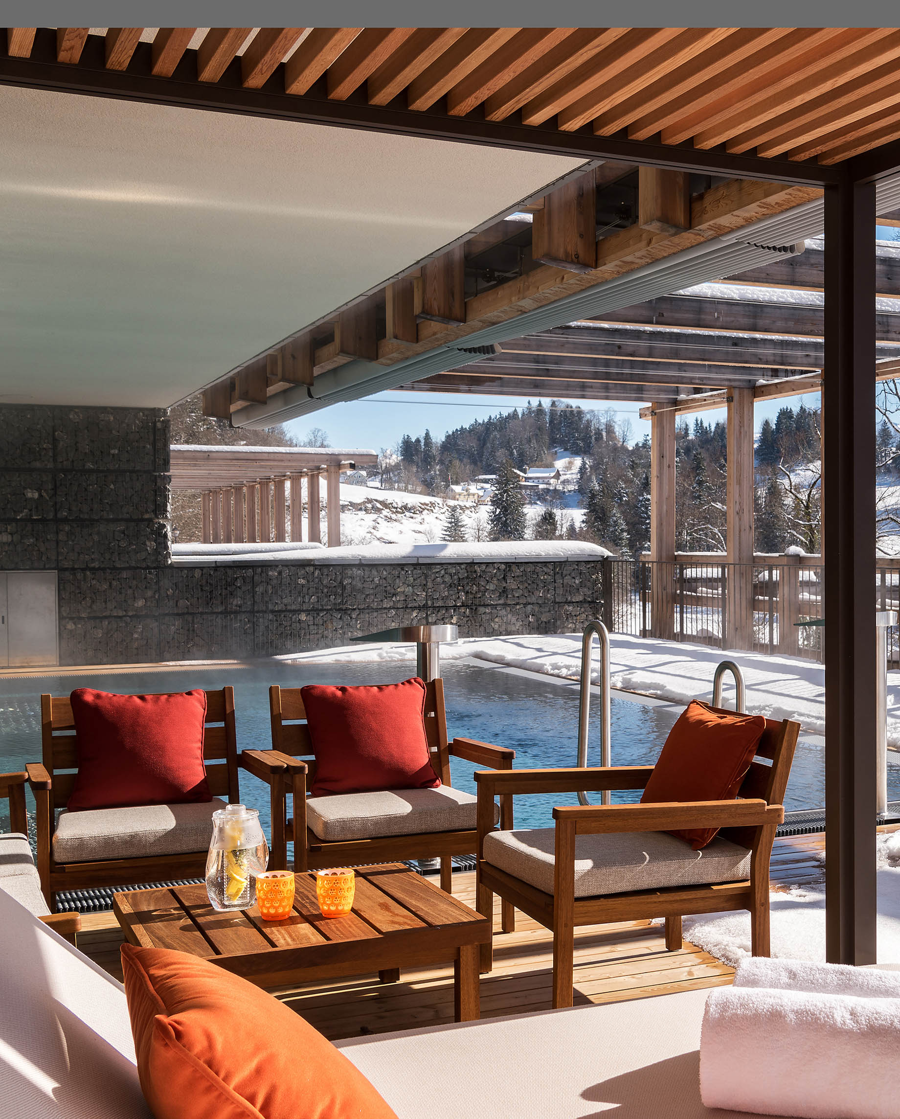 Waldhotel – Burgenstock Hotels & Resort – Obburgen, Switzerland – Outdoor Pool Deck Winter