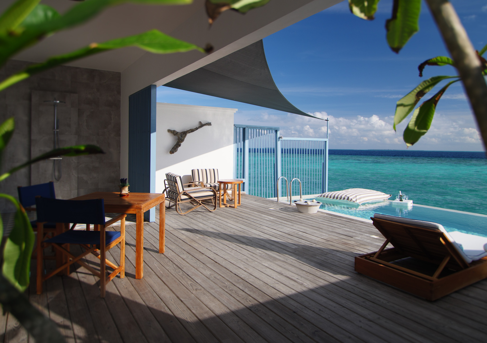 Amilla Fushi Resort and Residences – Baa Atoll, Maldives – Sunset Water Villa Overwater Pool Deck