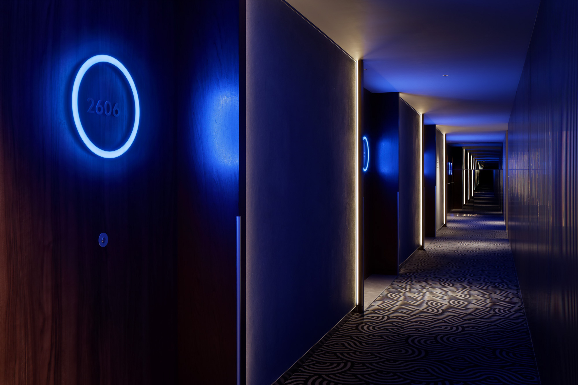 W Osaka Hotel – Osaka, Japan – Blue Hallway