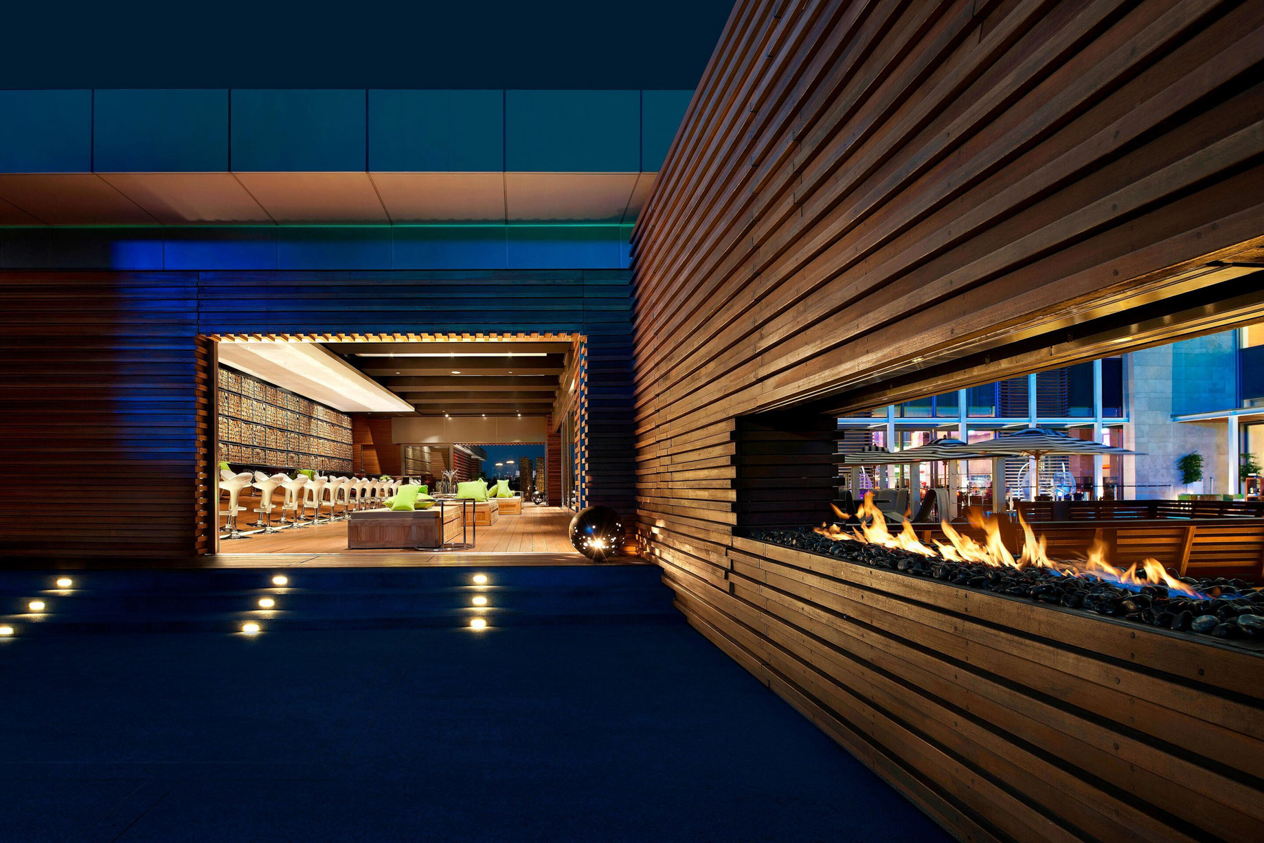 W Taipei Hotel – Taipei, Taiwan – WET Bar Fireplace