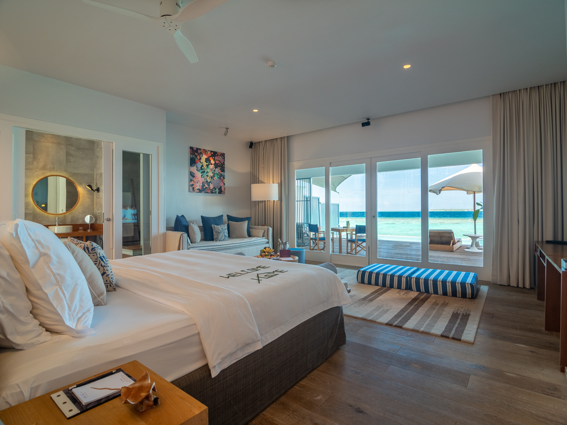 Amilla Fushi Resort and Residences – Baa Atoll, Maldives – Sunset Water Villa Bedroom