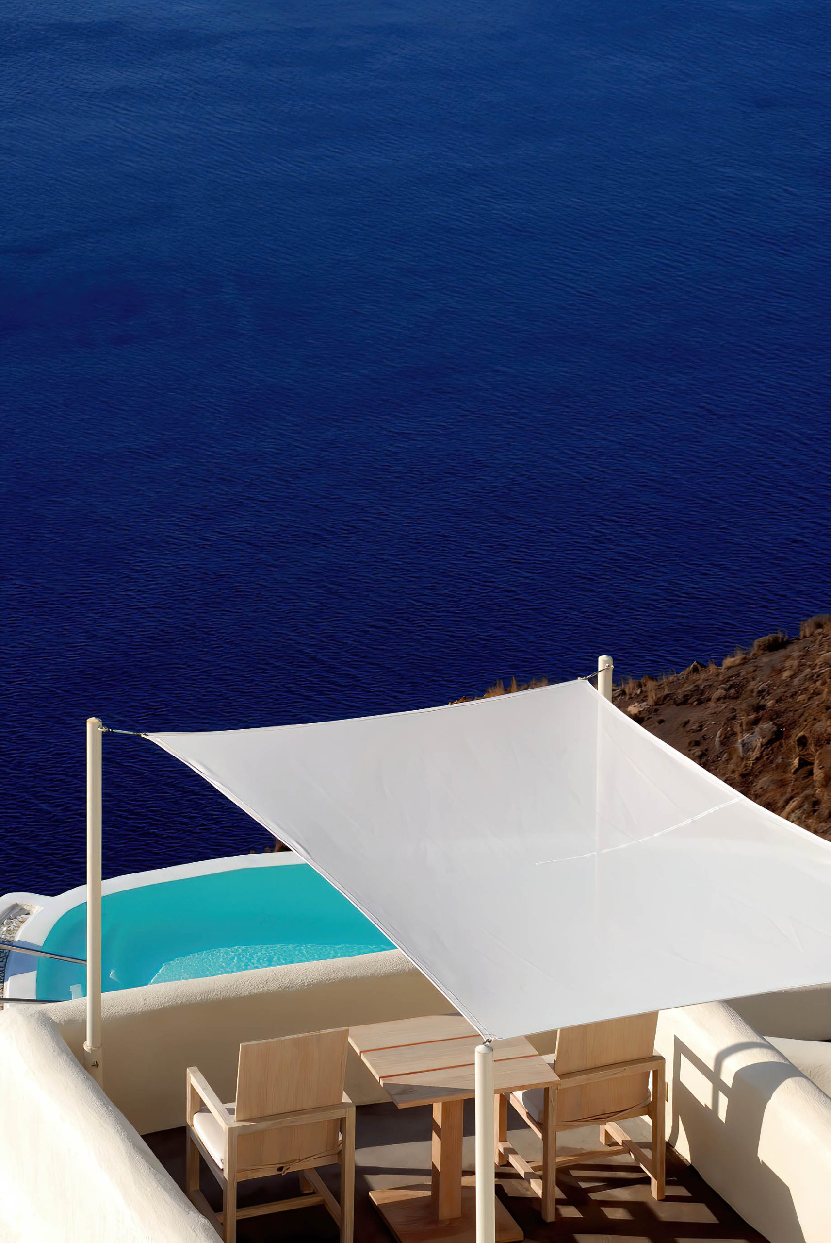 Mystique Hotel Santorini – Oia, Santorini Island, Greece – Clifftop Balcony Pool Ocean View
