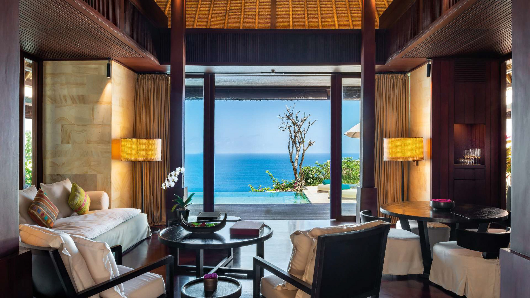 Bvlgari Resort Bali - Uluwatu, Bali, Indonesia - Ocean Cliff Villa Living Room Pool Deck Ocean View