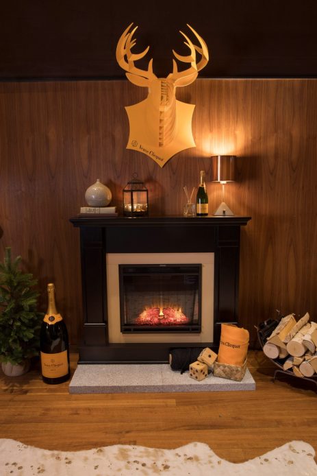 W Boston Hotel - Boston, MA, USA - Veuve Clicquot Ski Chalet Fireplace