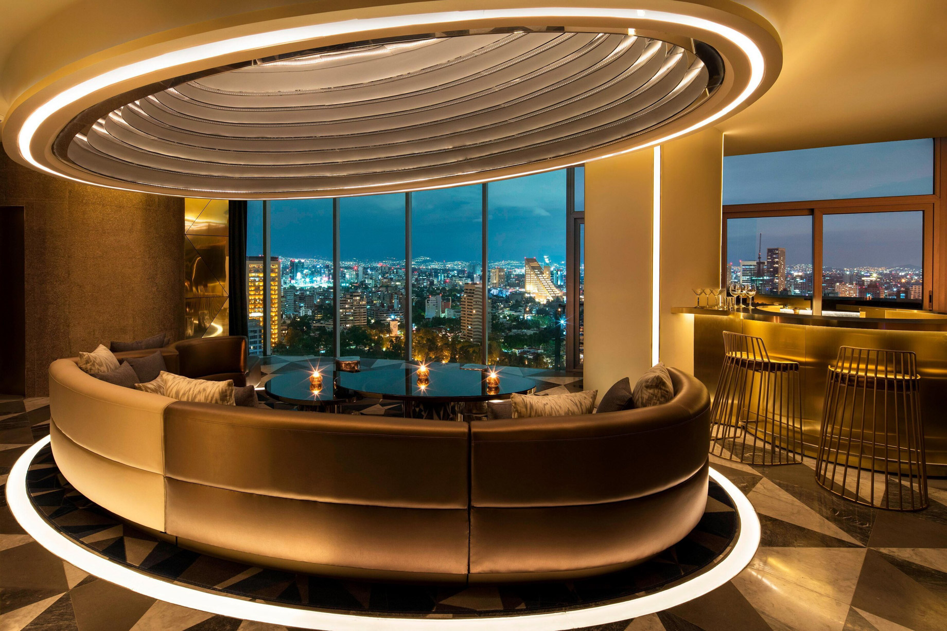 W Mexico City Hotel – Polanco, Mexico City, Mexico – E WOW Suite Living Room and Bar