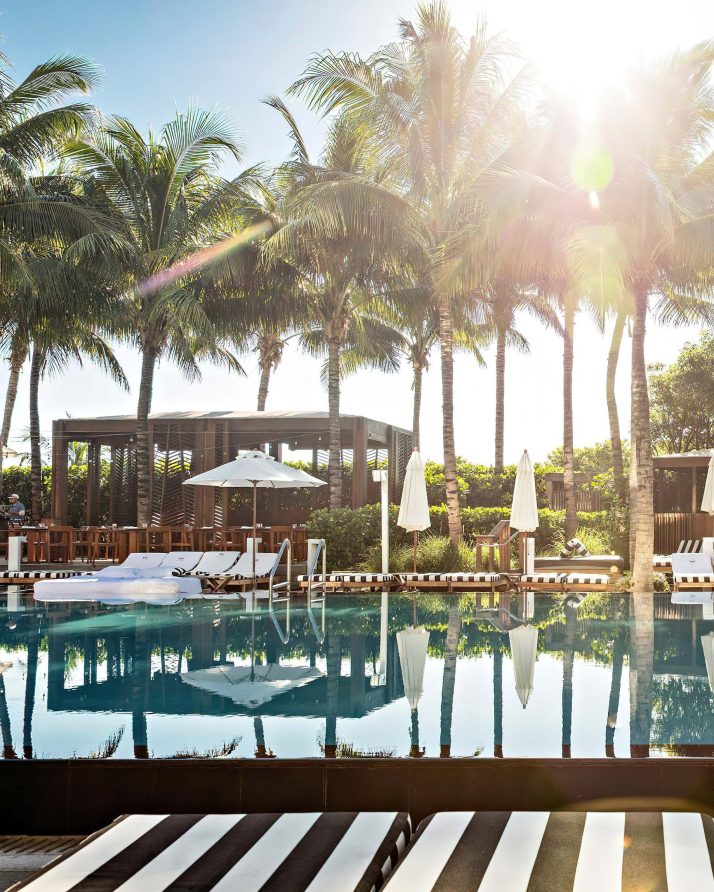 W South Beach Hotel - Miami Beach, FL, USA - Poolside Cabana Palm Trees
