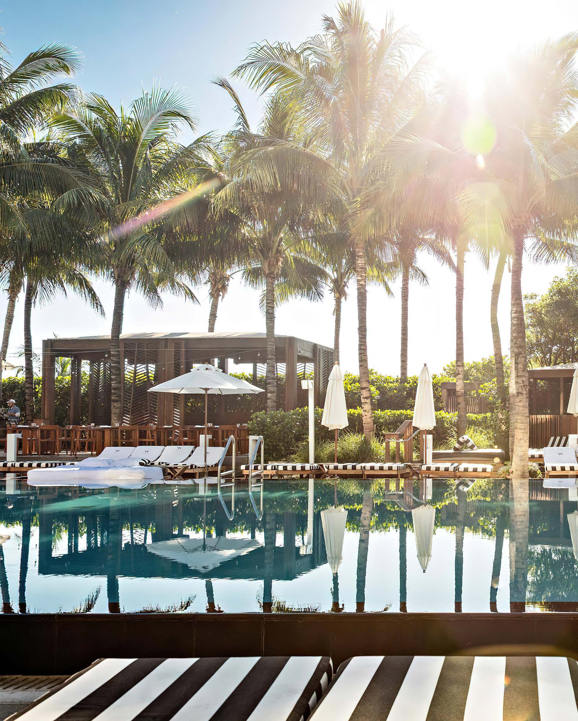 W South Beach Hotel – Miami Beach, FL, USA – Poolside Cabana Palm Trees