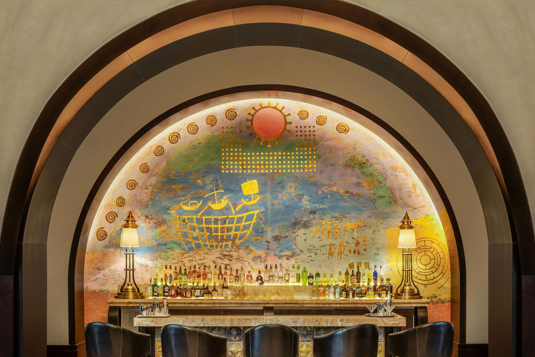 The St. Regis Cairo Hotel - Cairo, Egypt - The St. Regis Bar Pink Sun Mural
