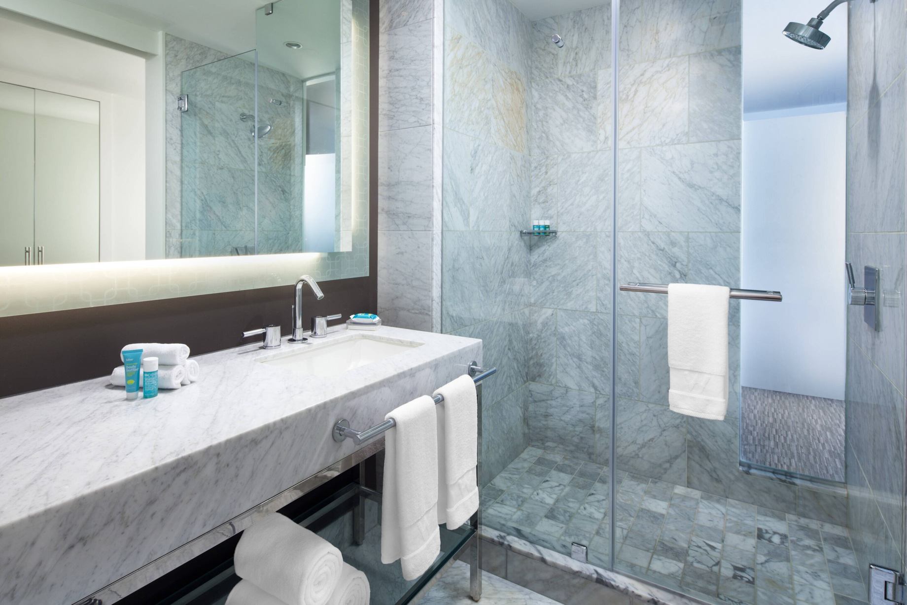W Hollywood Hotel – Hollywood, CA, USA – Guest Bathroom Shower