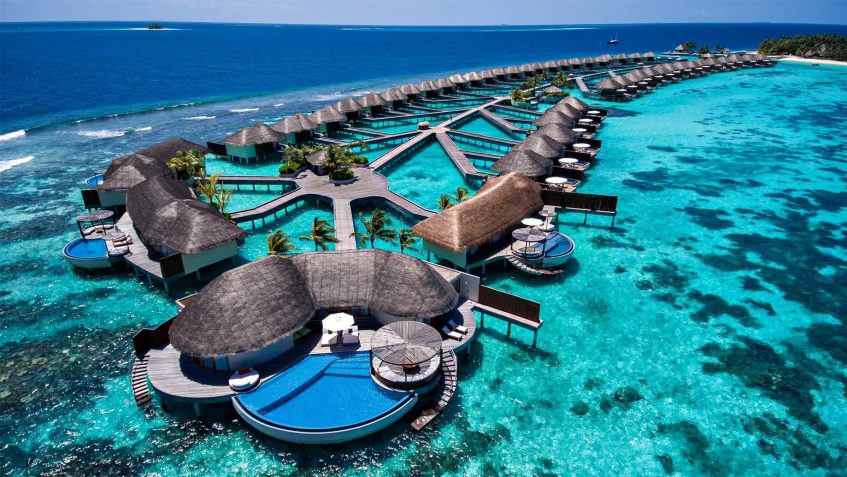 030 - W Maldives Resort - Fesdu Island, Maldives - Overwater Bungalows Aerial View