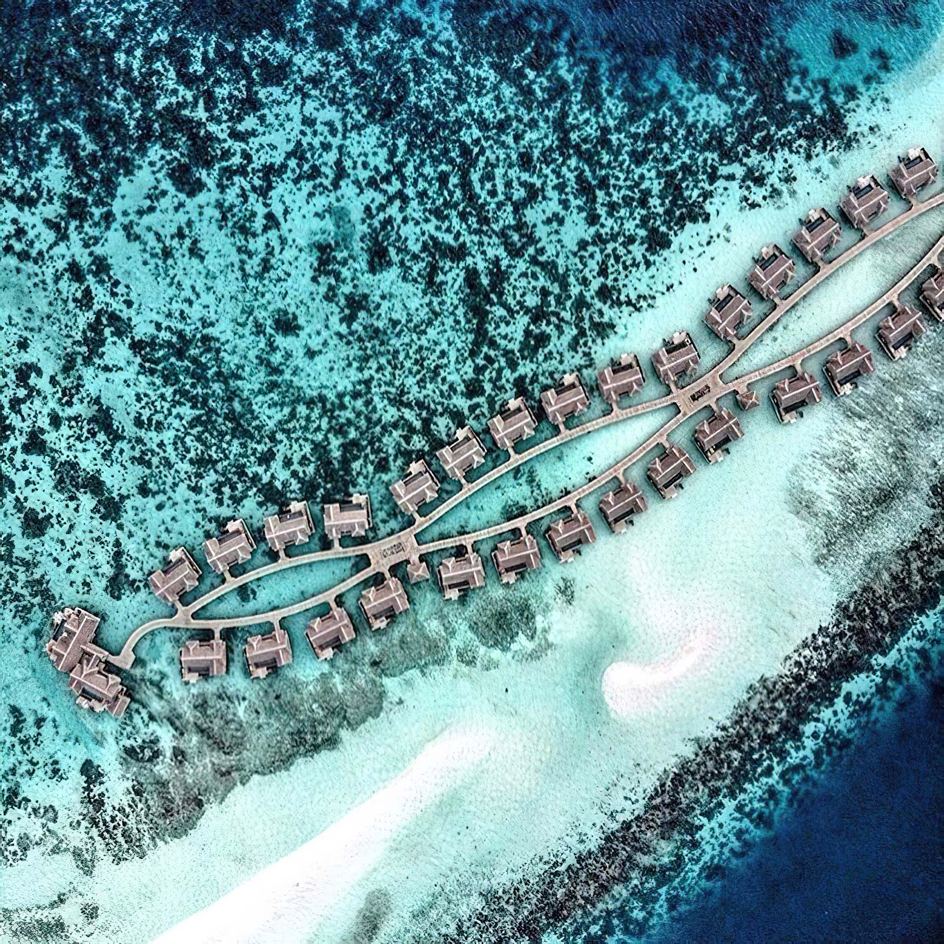 JOALI Maldives Resort - Muravandhoo Island, Maldives - Water Villa Overhead Aerial