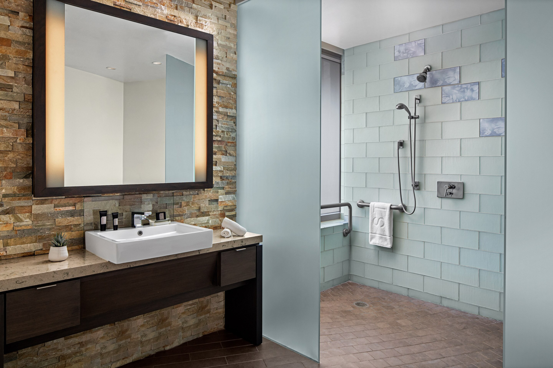 W Scottsdale Hotel - Scottsdale, AZ, USA - Cool Corner Accessible Guest Bathroom Shower