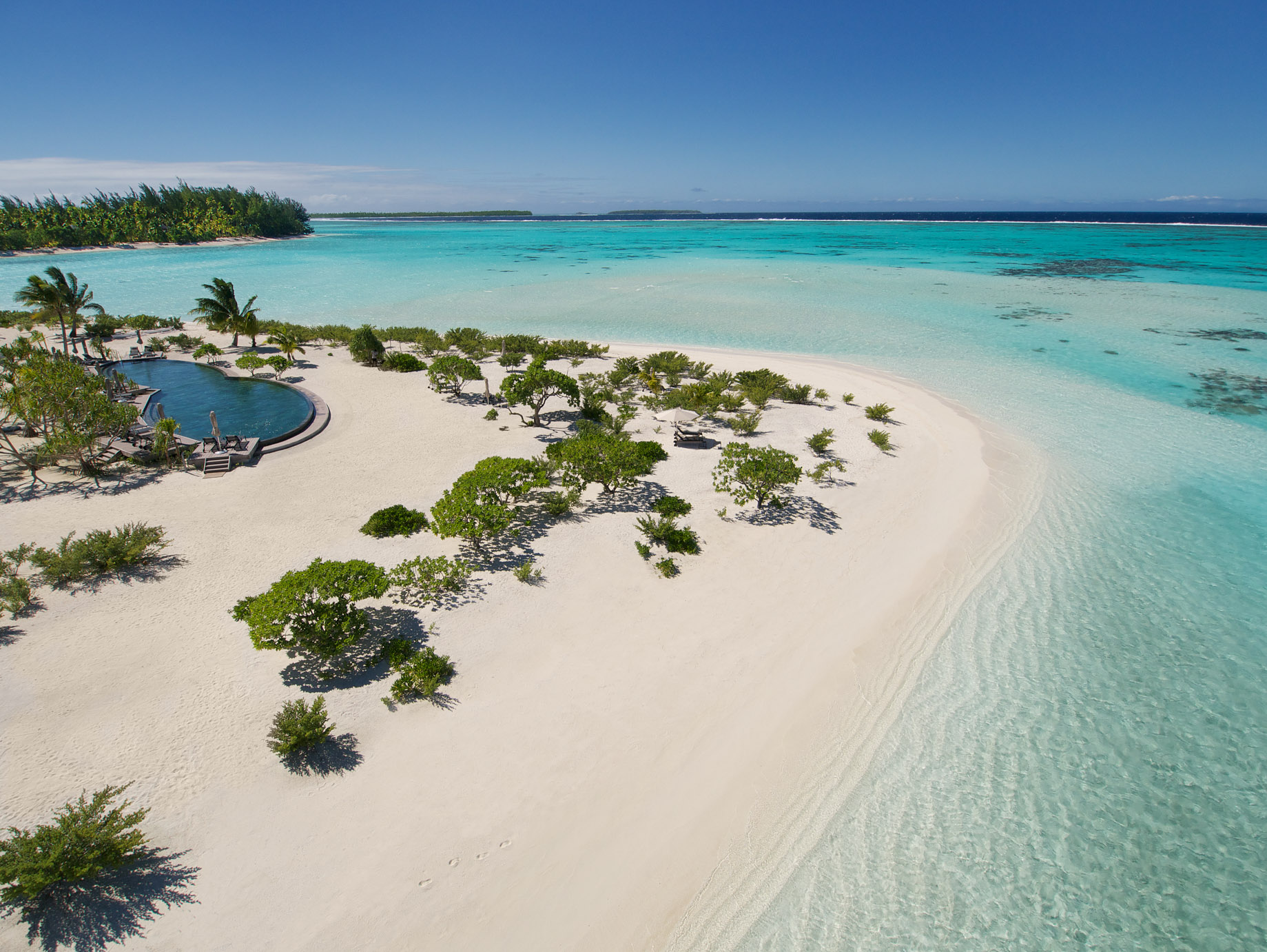 The Brando Resort – Tetiaroa Private Island, French Polynesia – Resort Private Beach and Pool Aerial View