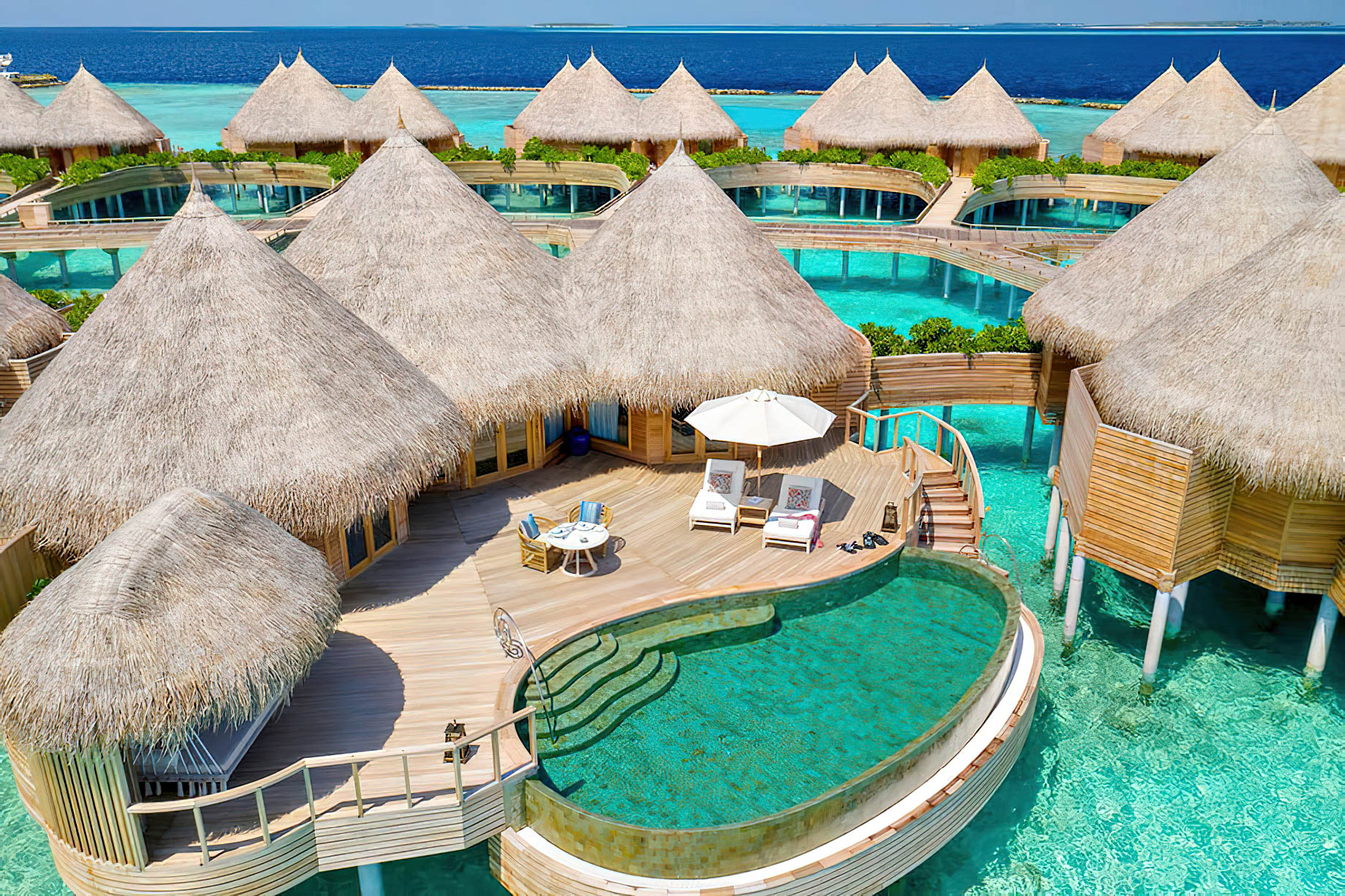 The Nautilus Maldives Resort – Thiladhoo Island, Maldives – Ocean Residence Private Pool Aerial