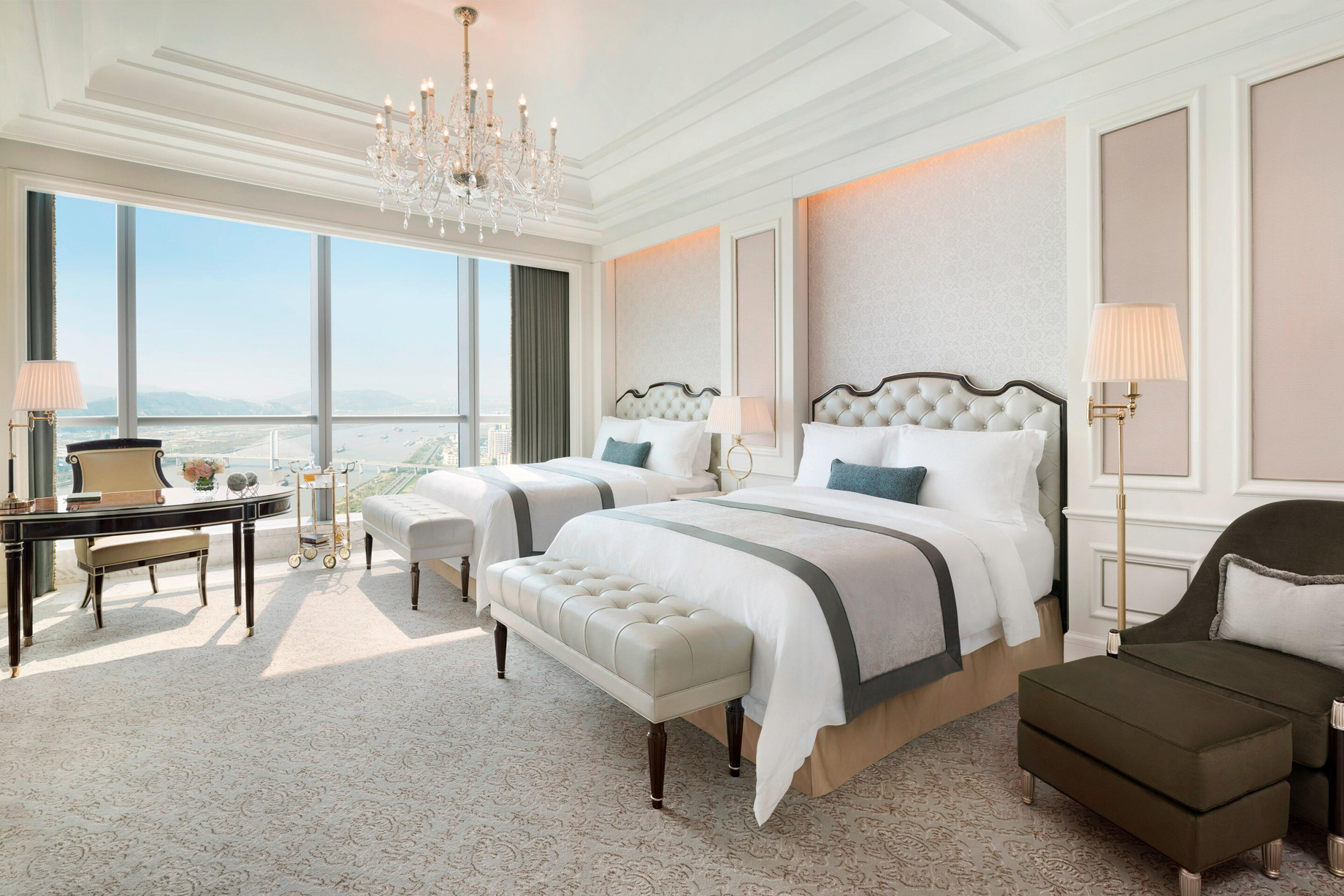 The St. Regis Zhuhai Hotel – Zhuhai, Guangdong, China – Twin Room Bedroom Shizimen River View
