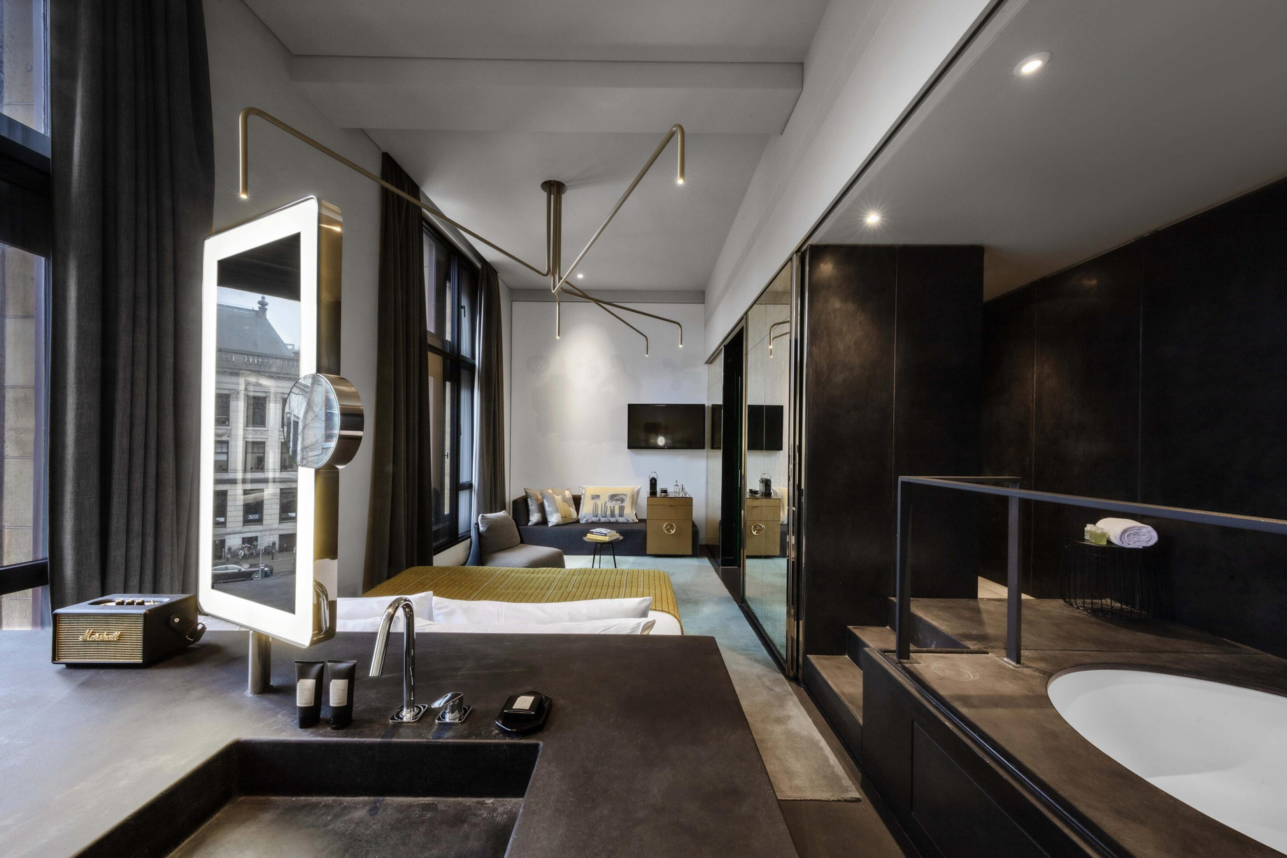 W Amsterdam Hotel – Amsterdam, Netherlands – Fabulous Bank City View Guest Bedroom Vanity