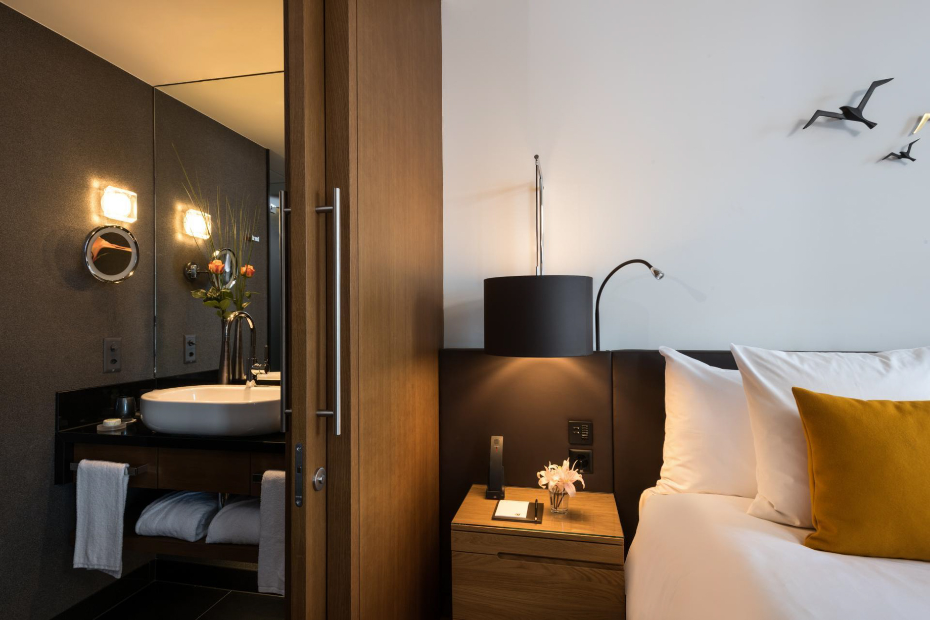 Palace Hotel – Burgenstock Hotels & Resort – Obburgen, Switzerland – Deluxe Alpine View Bedroom Bathroom