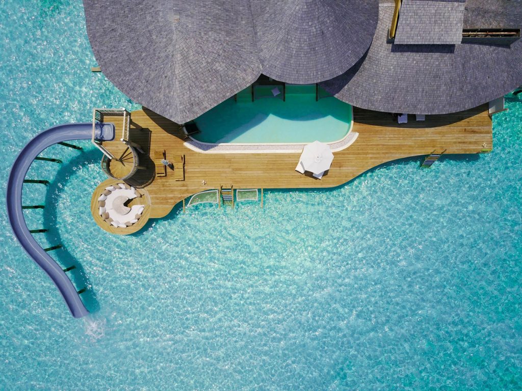Soneva Jani Resort - Noonu Atoll, Medhufaru, Maldives - 3 Bedroom Water Reserve Villa with Slide Overhead Aerial