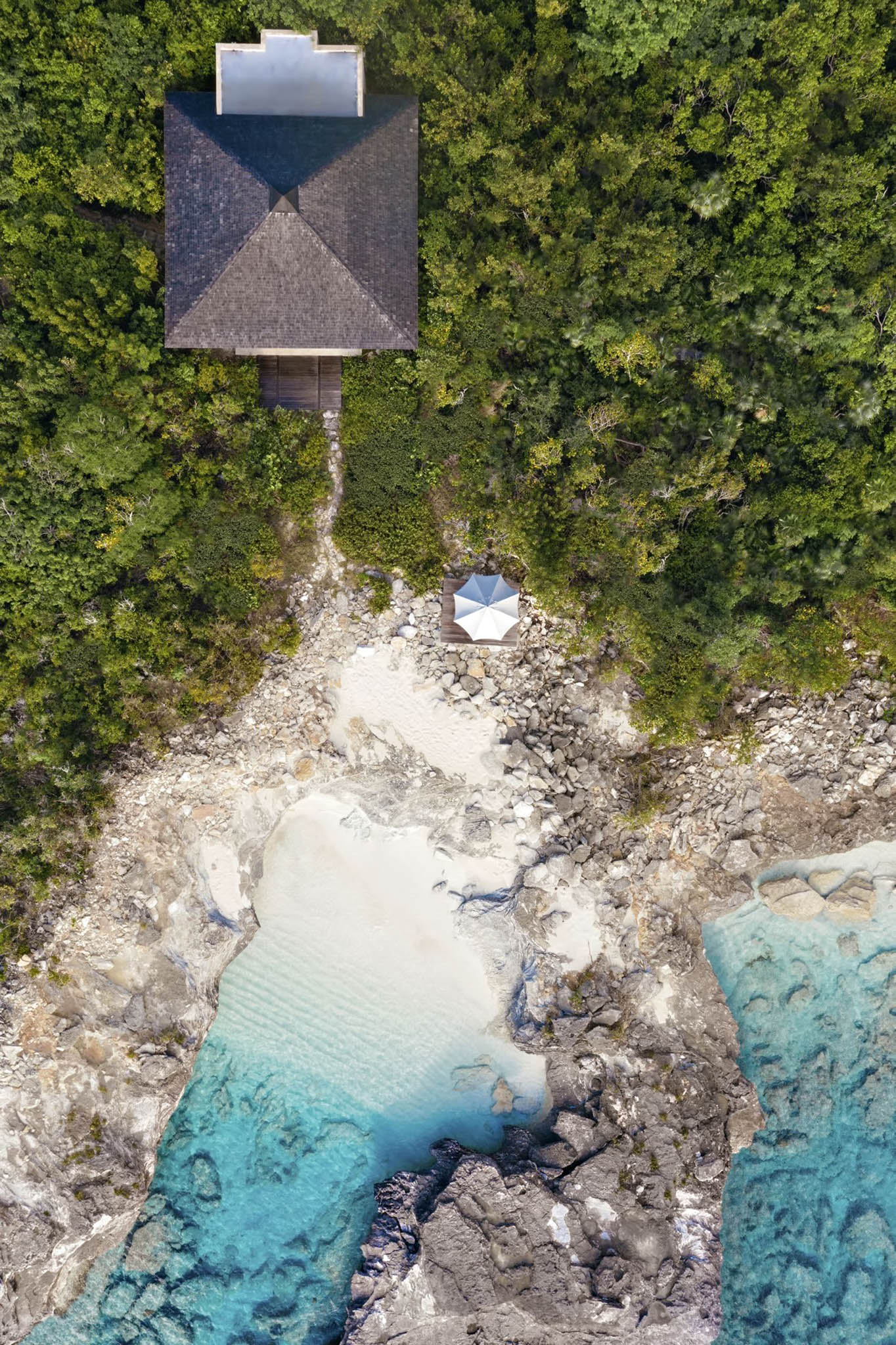 Amanyara Resort – Providenciales, Turks and Caicos Islands – Ocean Cove Pavilion Overhead Aerial