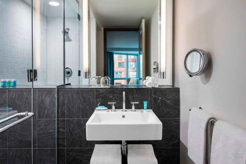 W Hoboken Hotel - Hoboken, NJ, USA - Guest Bathroom Shower