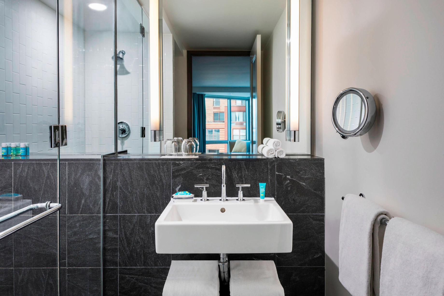 W Hoboken Hotel – Hoboken, NJ, USA – Guest Bathroom Shower