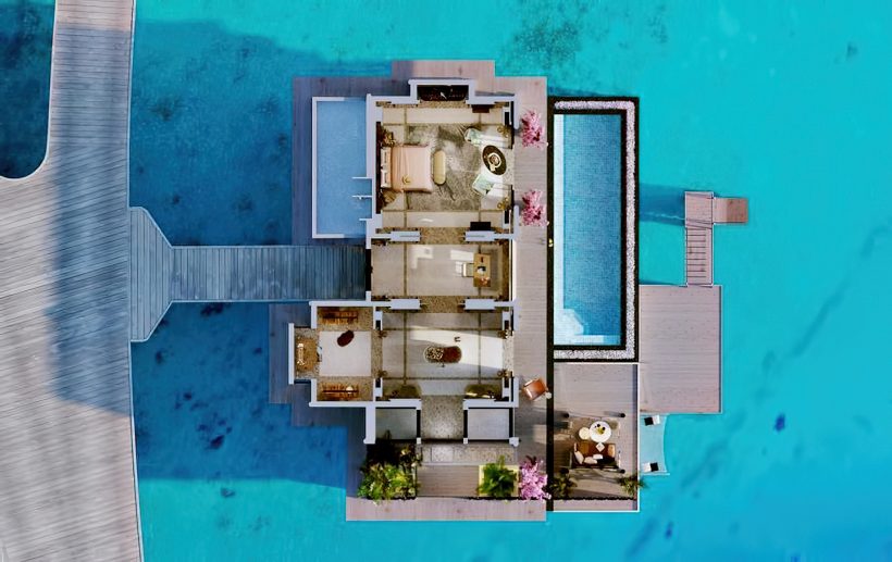 JOALI Maldives Resort - Muravandhoo Island, Maldives - Water Villa Overhead Section