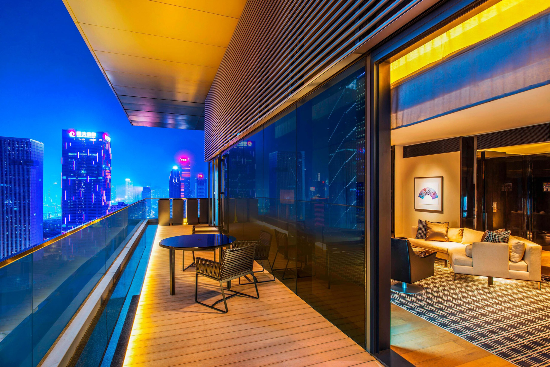 W Guangzhou Hotel - Tianhe District, Guangzhou, China - Marvelous Suite Balcony Night